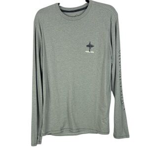 Vineyard Vines Casual Gray Cotton Blend Long Sleeve Men's Medium Dunes Tee